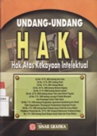 UNDANG-UNDANG H A K I HAK ATAS KEKAYAAN INTELEKTUAL.