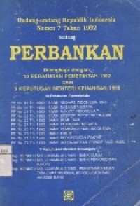 Undang-Undang RI Nomor 7 Tahun 1992 Tentang PERBANKAN.